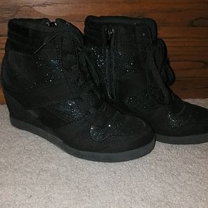 Black Sneaker Wedged Heels